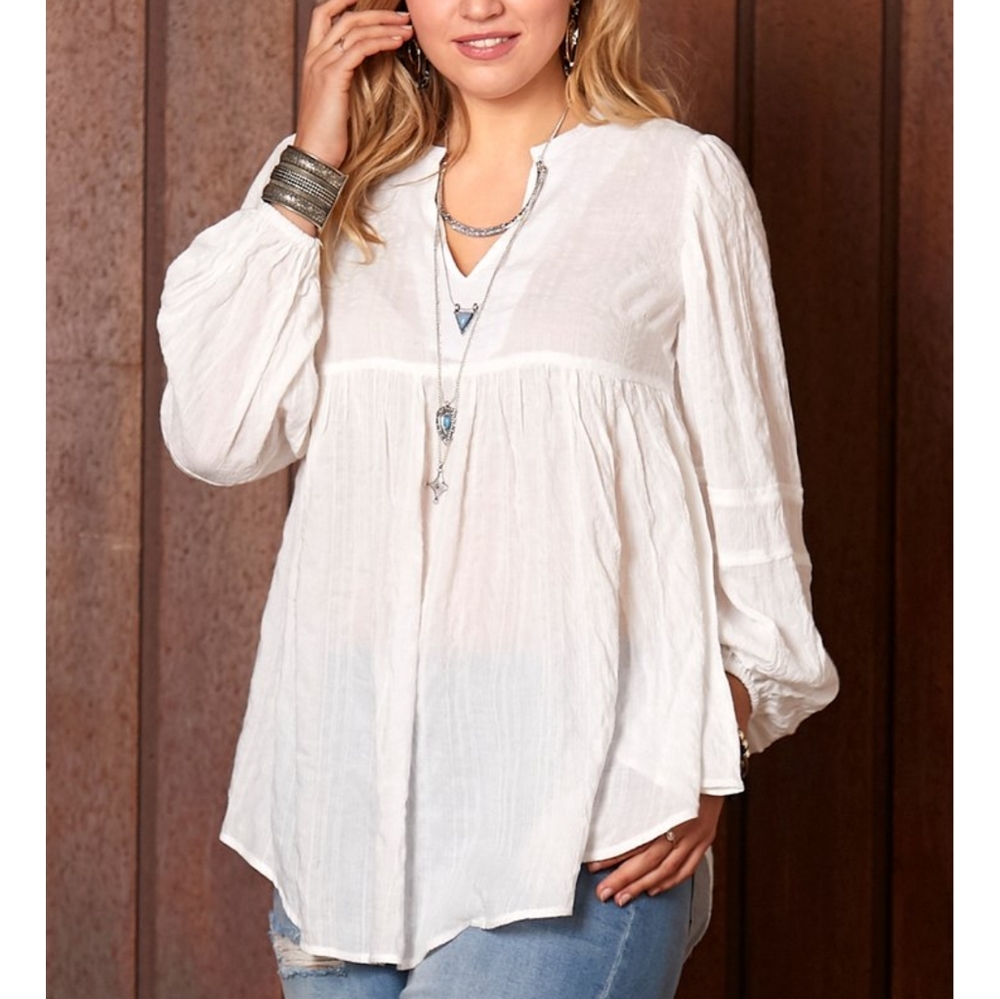 Reborn White Bishop Sleeve Blouse Large